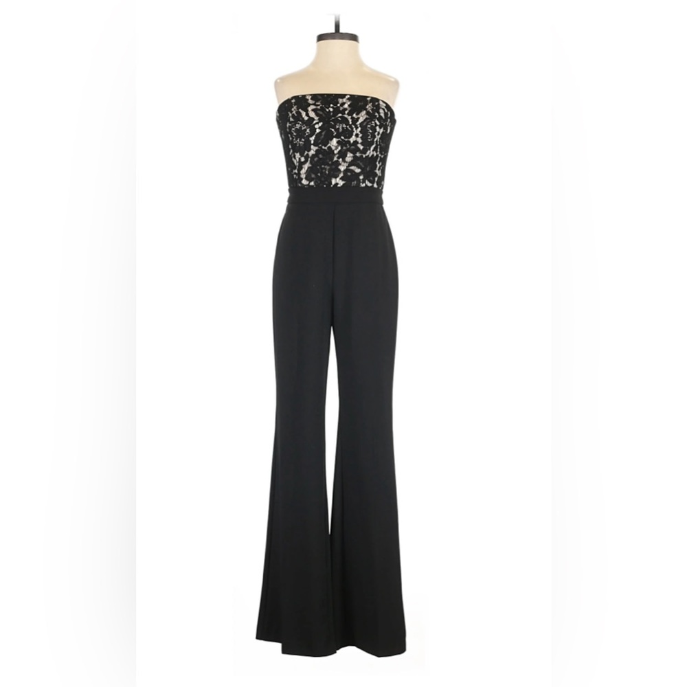 White House Black Market Black Lace Bodice Jumpsuit size 4